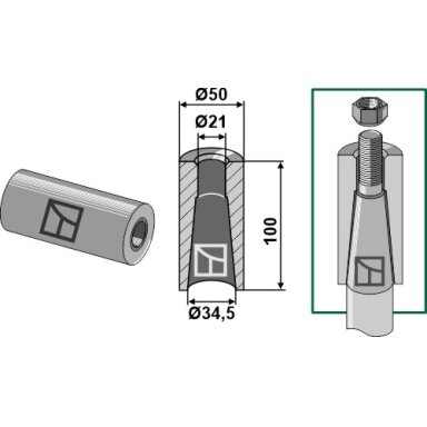 Privirinama įvorė for tine with M20 thread