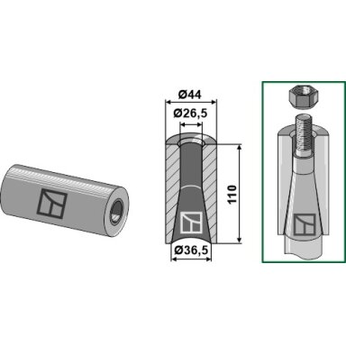 Privirinama įvorė su M24 sriegiu