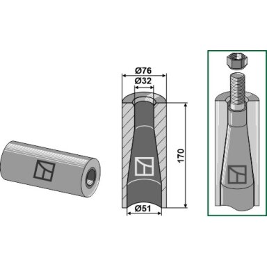 Privirinama įvorė su M28 sriegiu