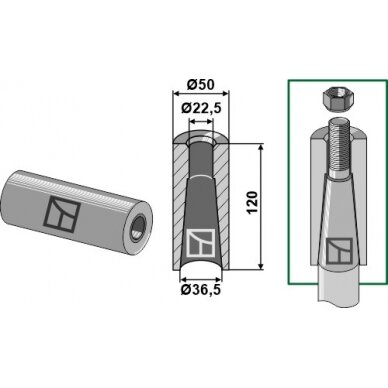 Privirinama įvorė for tine with M22 thread 1