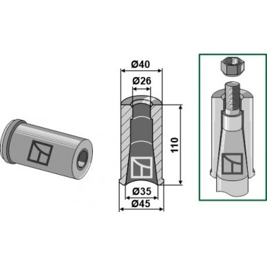 Privirinama įvorė su M24 sriegiu 1