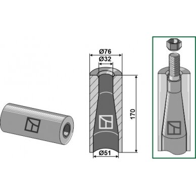 Privirinama įvorė su M28 sriegiu 1