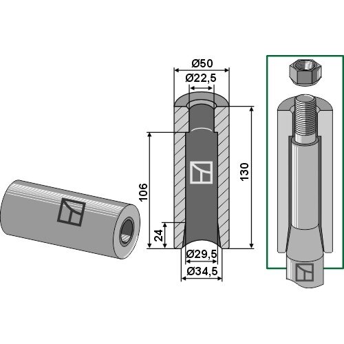 Privirinama įvorė 130mm Privirinama įvorė 130mm