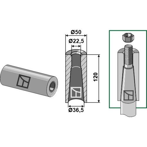 Privirinama įvorė for tine with M22 thread 1