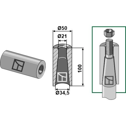 Privirinama įvorė for tine with M20 thread 1
