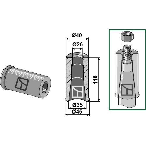 Privirinama įvorė su M24 sriegiu 1