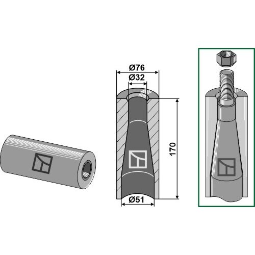 Privirinama įvorė su M28 sriegiu 1
