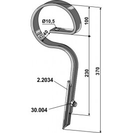 Spyruoklinis dantis su noragėliu, 25x8 mm 1