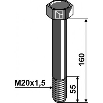 Varžtas M20x1,5x160 - 10.9 Varžtas M20x1,5x160 - 10.9