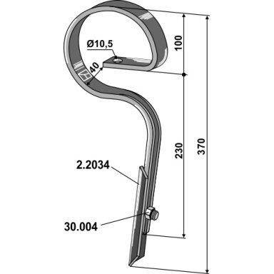 Spyruoklinis dantis su noragėliu, 25x8 mm