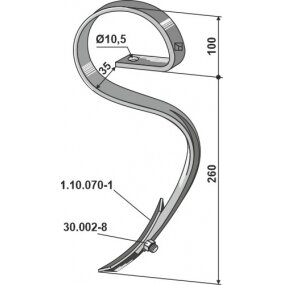 Spyruoklinis dantis su noragėliu, 25x8 mm 1