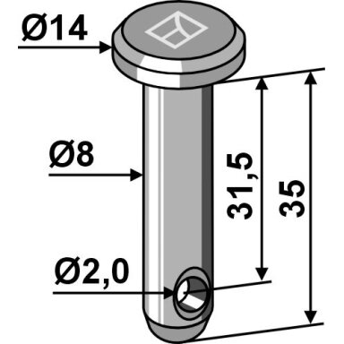 Kaištis Ø8x35
