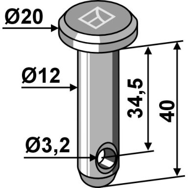 Kaištis Ø12x40