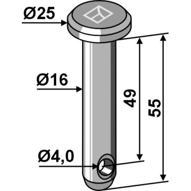 Kaištis Ø16x55