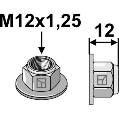 Savaime užsifiksuojanti veržlė – presuota - M12x1,25 - 8.8