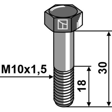 Šešiakampis varžtas - M10x1,5 - 8.8