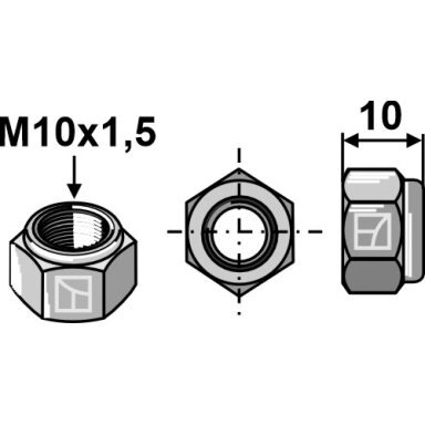 Šešiakampė veržlė - M10x1,5