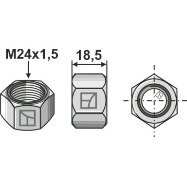 Veržlė M24x1,5 - cinkuota - kairinis sriegis