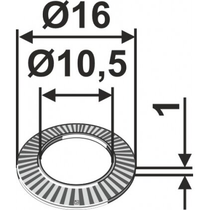 Fiksavimo poveržlė Ø16x1xØ10,5 1