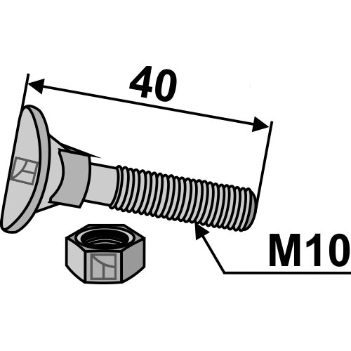 Kultivatoriaus varžtas - M10x40 - 6.8 1