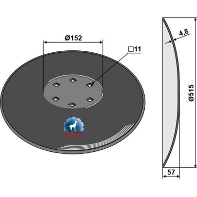 2202860 Diskas kultivatoriui Kuhn Ø515x4,8