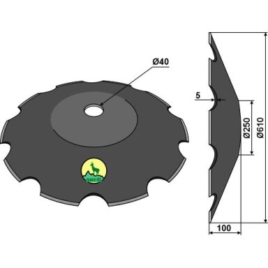 Dantytas diskas Ø610x5 - Truncated