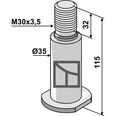 Ašis su sriegiu M30x3,5