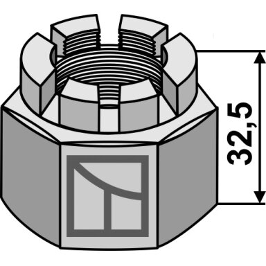 Šešiakampė veržlė su karūnėle M 30 x 3,5 for 30x30 square shaft