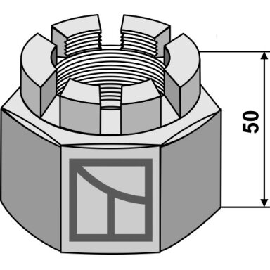 Šešiakampė veržlė su karūnėle M48x2 for 50x50 square shaft