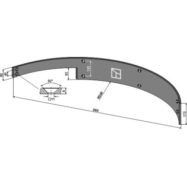 31046282 Kreipiančioji plokštė Strautmann  860 mm, dešinė