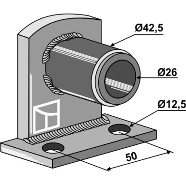 Guolio flanšas 90° with bush inpressed - Ø26