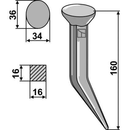 Privirinamas kultivatoriaus dantis 1
