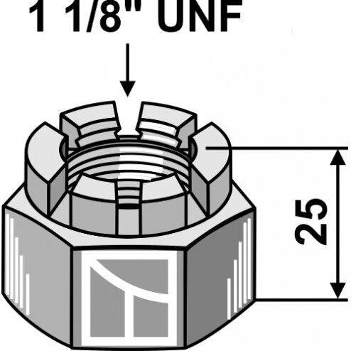 Šešiakampė veržlė su karūnėle 1 1/8''UNF 1