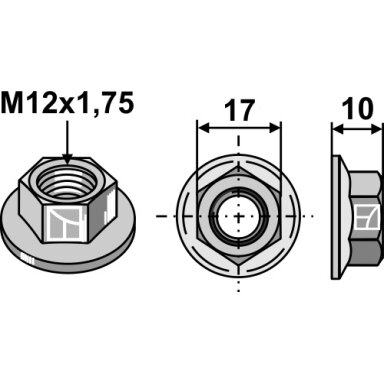 Šešiakampė veržlė - M12x1,75 Šešiakampė veržlė - M12x1,75