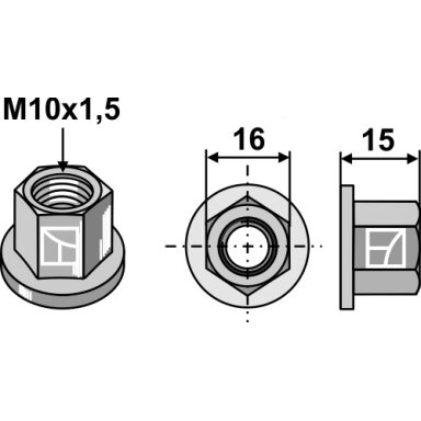Šešiakampė veržlė - M10x1,5 Šešiakampė veržlė - M10x1,5