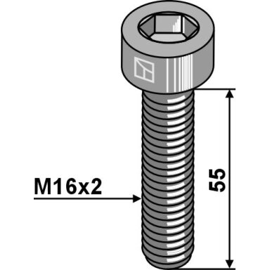 Varžtas su vidiniu šešiakampiu - M16x2x55 - 12.9 Varžtas su vidiniu šešiakampiu - M16x2x55 - 12.9