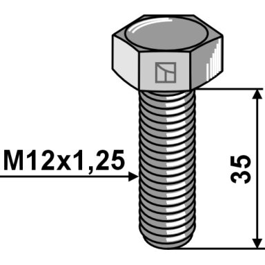 Šešiakampis varžtas  M12x1,25X35 without nut