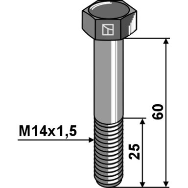 Šešiakampis varžtas su metriniu smulkiu sriegiu - M14x1,5x60 - 12.9