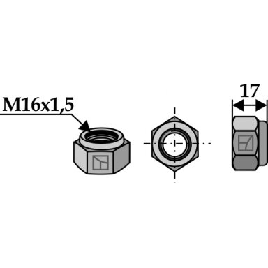 Savaime užsifiksuojanti šešiakampė veržlė - M16x1,5 - 10.9