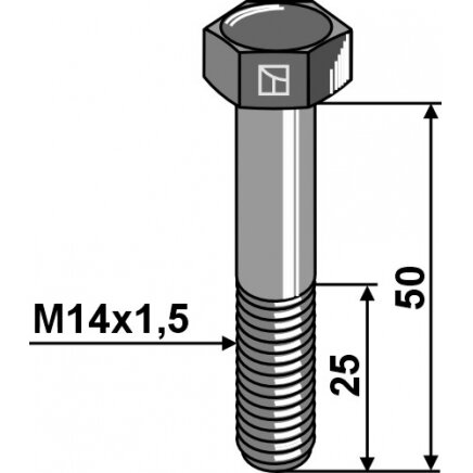 Šešiakampis varžtas su metriniu smulkiu sriegiu - M14x1,5X50 - 12.9 Šešiakampis varžtas su metriniu smulkiu sriegiu - M14x1,5X50 - 12.9