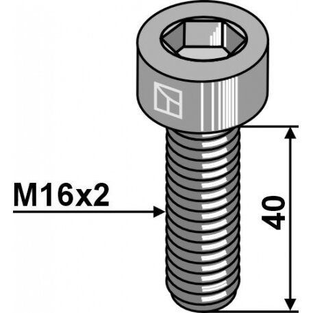 Varžtas su vidiniu šešiakampiu - M16x2x40 - 10.9 Varžtas su vidiniu šešiakampiu - M16x2x40 - 10.9