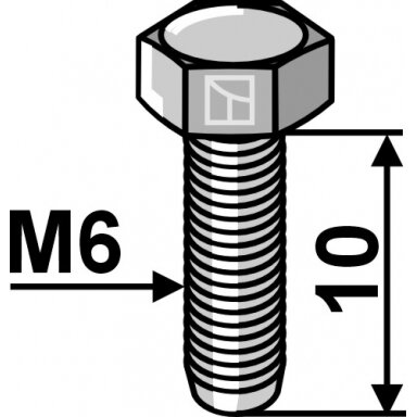 Varžtas M6 cinkuotas - kairinis sriegis