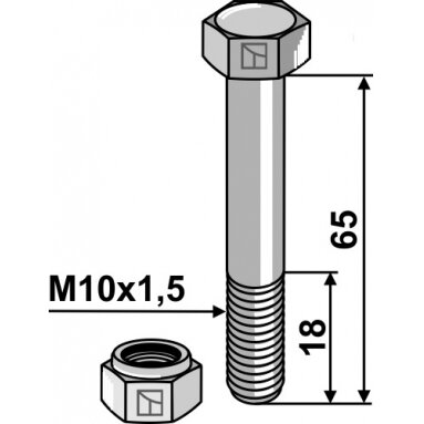 Varžtas su savaime užsifiksuojančia veržle - M10 - 10.9