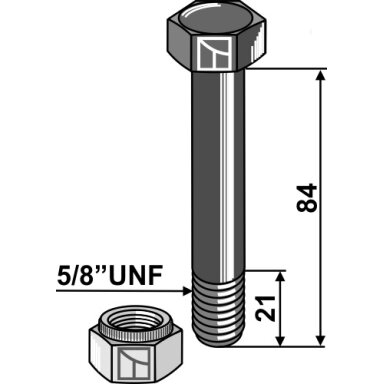 Varžtas su savaime užsifiksuojančia veržle - 5/8''UNF