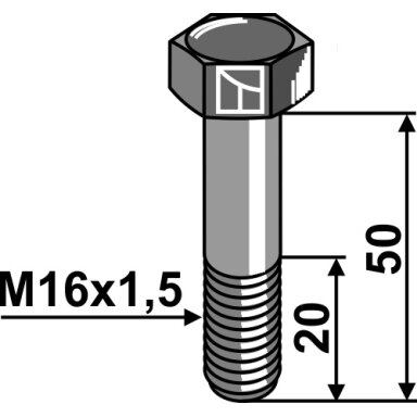 Varžtas M16x1,5 x 50 - 10.9
