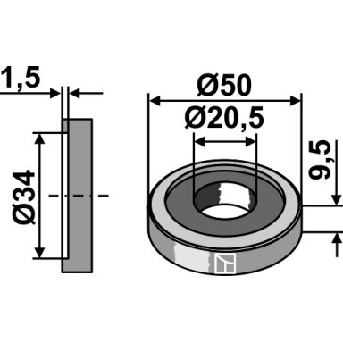 Poveržlė Ø50x9,5xØ20,5