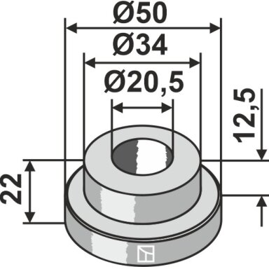 Įvorė 22xØ20,5xØ50