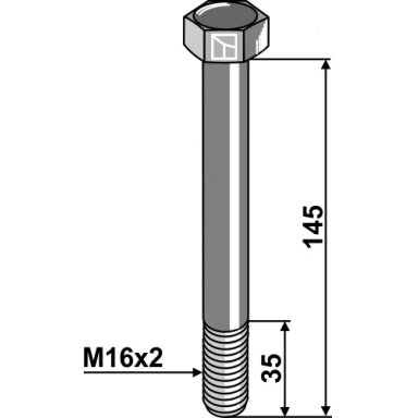 Varžtas M16x2 x 145- 10.9