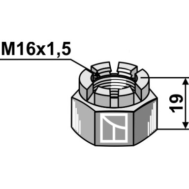 Šešiakampė veržlė su karūnėle M16x1,5