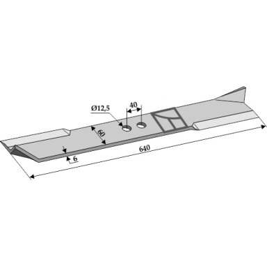 Žoliapjovės peilis 640mm, dešinė